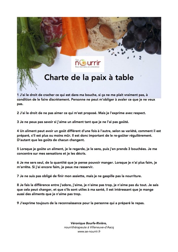 Charte de la Paix à table